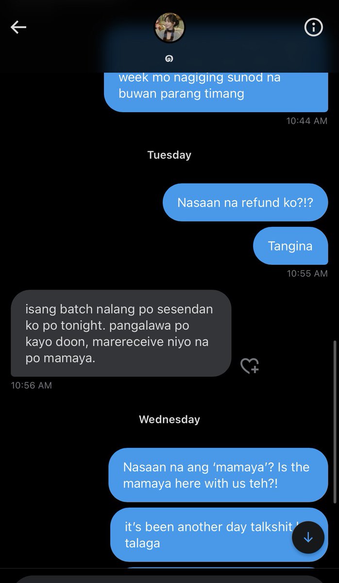 skyzerjazzed's tweet photo. Ano na?!? @hyeinedcart @wonlends YUNG PASENSYA KO SA’YO KAKARAMPOT NALANG! PURO KA ‘MAMAYA’ PONYETA KA TAPOS PAPADAANIN MO NA NAMAN NG ISANG BUWAN! Gurl, wag mong paabutin maputol pisi ng pasensya ko sa’yo! Araw-araw kitang guguluhin potanginamo ka IBIGAY MO NA YANG REFUND POTA! https://t.co/KxhQpEZKls