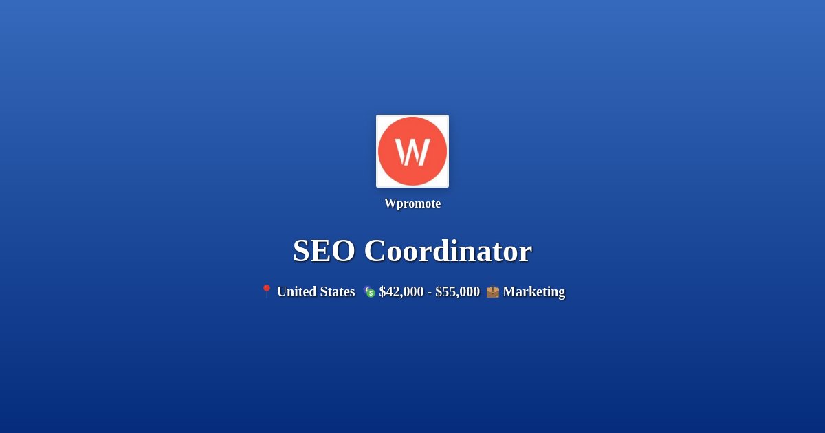 👋 Wpromote is hiring remotely for a SEO Coordinator. Salary: $42,000 - $55,000 #remotejob #remotework #jobalerts #hiringnow #workfromhome #jobsearch #jobhunt #jobseekers #careeradvice #jobhiring #Marketing Apply now! 👇 dailyremote.com/remote-job/seo…
