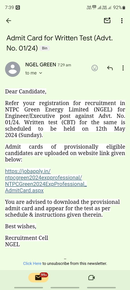 Be cautious of emails from companies you have not applied to. Scammers use fake emails to trick job seekers into sharing their personal information. Your Safety is Our Priority. Beware of Fake Job Scams. #Stayalert #Awareness @ntpclimited @Cyberdost @HMOIndia @jspurpolice