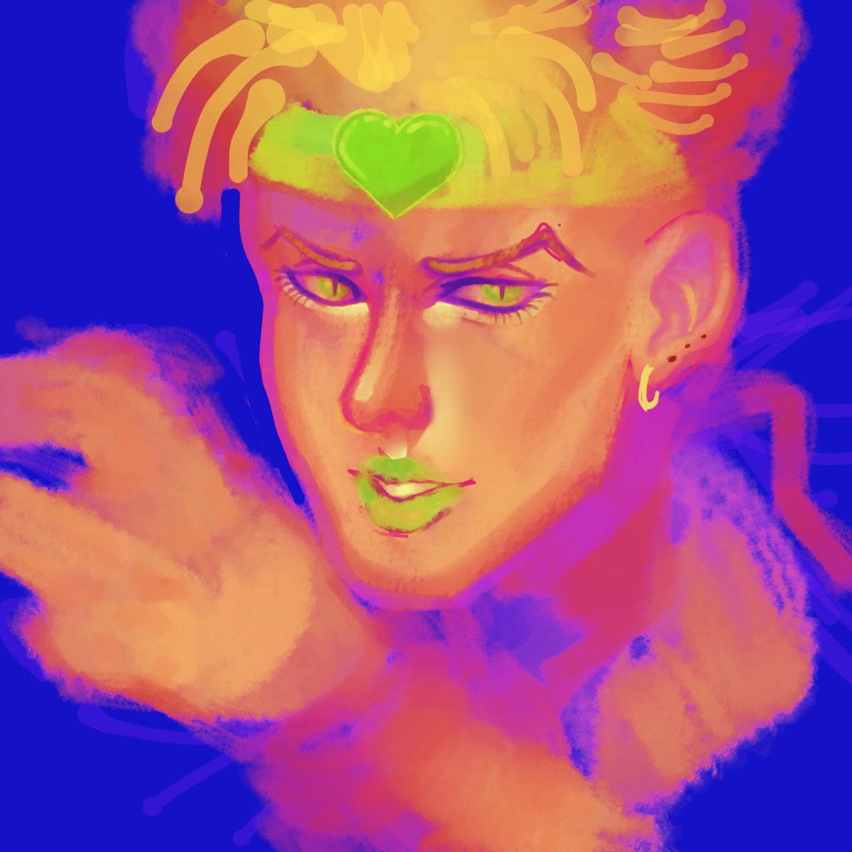 slug2thecore's tweet photo. painting on the phone is difficult... #jjbafanart #jjba #ディオブランドー #スターダストクルセイダース https://t.co/TXhJHzXnLE