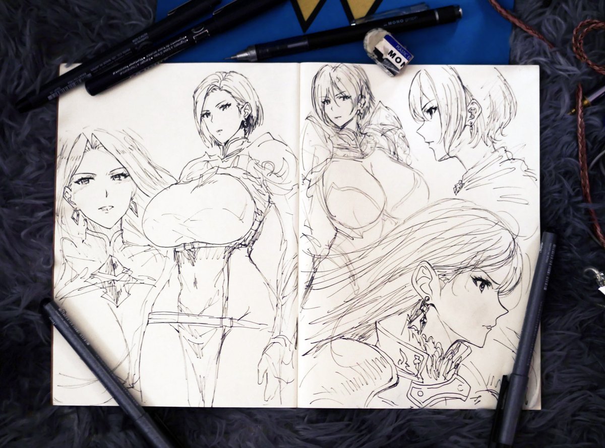 034- My attempt on drawing traditionally once in a while.
ugh! I forget how to use these pens. haven't touch paper for at least 2 years i think. 
Anyway, I try move away from Digital a bit. But I think I failed today. it's okay, let's try again tomorrow 😣💦