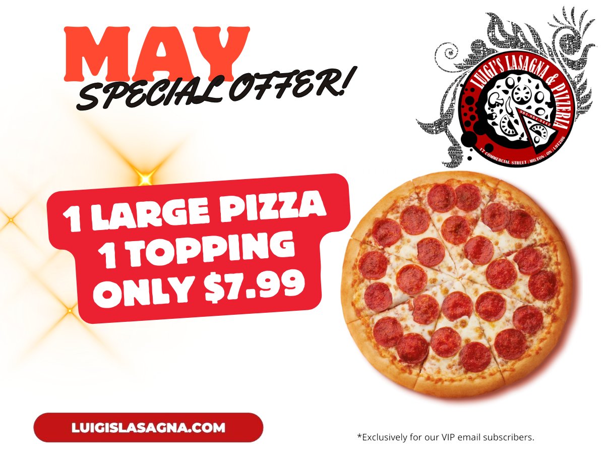May Special Offers from Luigi's Lasagna and Pizzeria 🍕 - mailchi.mp/f5285971b2f5/p…