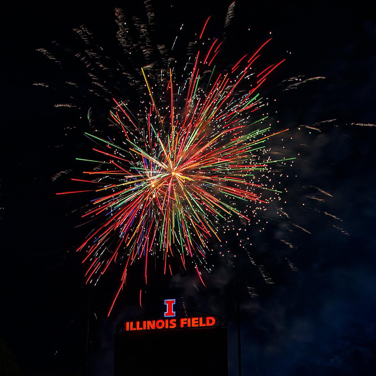 It was Bleacher Bum BBQ at the Illini baseball game tonight.  That means fireworks to wrap up the evening. #illinois #illinoisbaseball