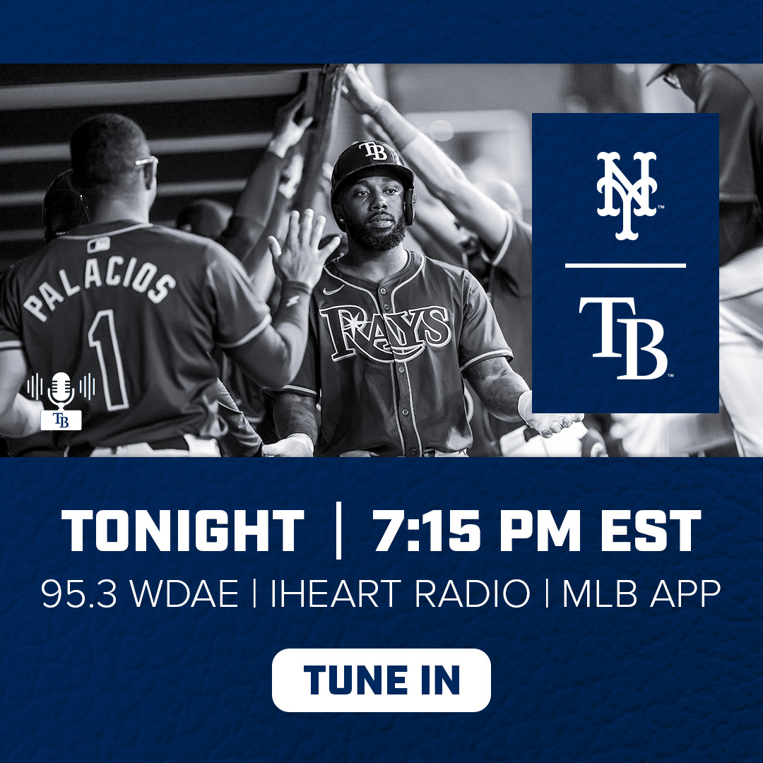 Randy Arozarena and the #Rays look to keep the good times rolling against the Mets! Our pregame show begins at 6:30 with @ChrisAdamsWall on @953WDAE! Then, @andybfreed and @neilsolondz bring you all the action, with first pitch slated for 7:15!