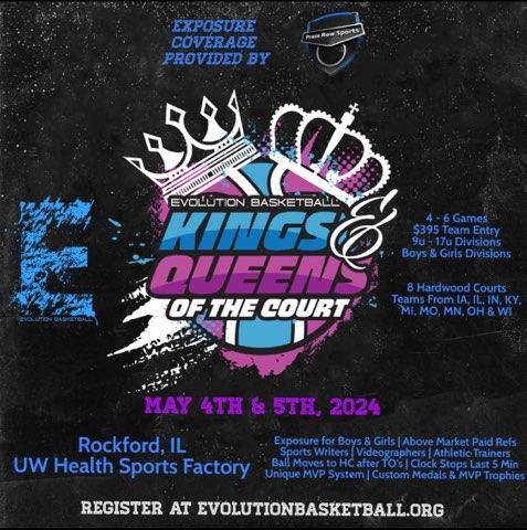 #EVOCircuit Session 2 NS Ballerz is set to battle the 13U Division at Kings & Queens of the Court! #EvolutionBasketball | #EvoCircuit24 📅 5/4 - 5/2024 📍UW Health Sports Factory Rockford, IL