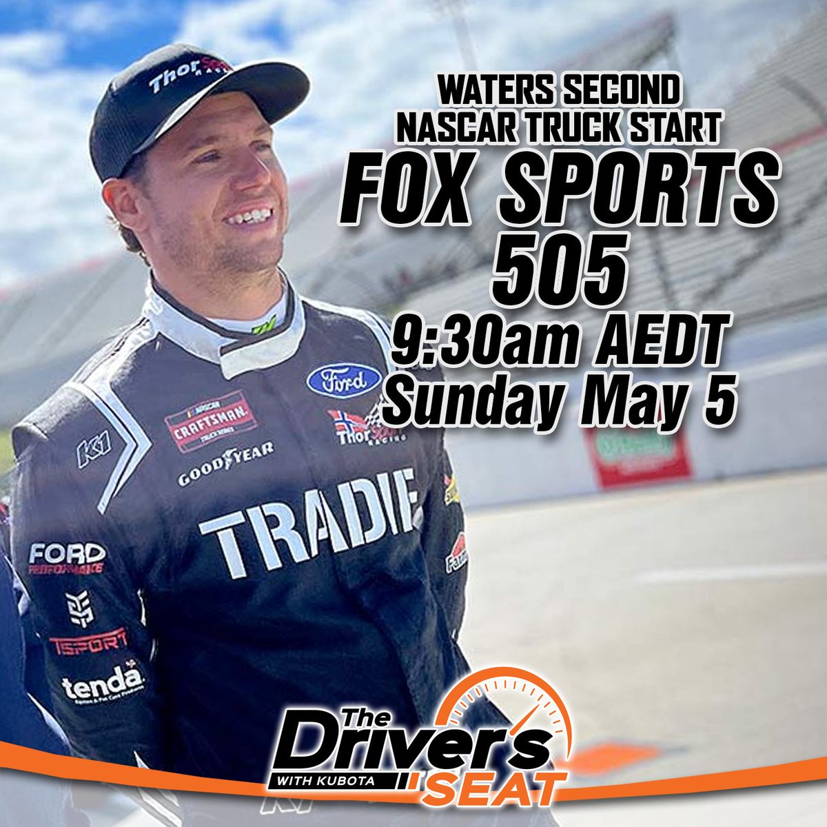 Cameron Waters will be making his second @NASCAR Truck Series start with @ThorSportRacing tomorrow morning Australian time, and you can watch the coverage from @kansasspeedway on @FOXSportsAUS