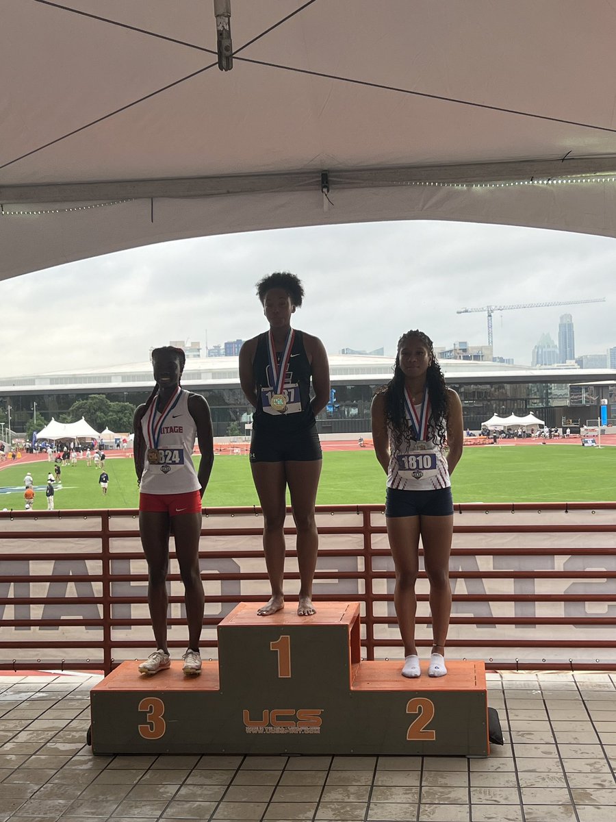 Congratulations to sophomore Angel Brefo for winning the state title in 5A girls 400 with a new PR of 53.41. The 6th best time in the nation! But wait, that’s not all. Angel brings home the bronze medal in the 100 meters!