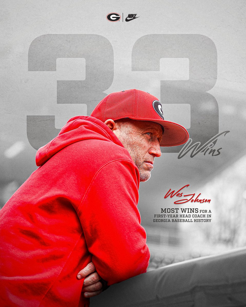𝐌𝐚𝐤𝐢𝐧𝐠 𝐇𝐢𝐬𝐭𝐨𝐫𝐲! Ike Cousins Head Baseball Coach Wes Johnson has recorded the most wins for a first-year head coach in Georgia baseball history. #GoDawgs