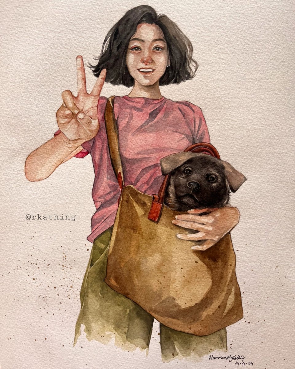 ramranphy's tweet photo. #selfportrait #artwork #watercolorpainting #puppy #dog https://t.co/53QLzhGBiH