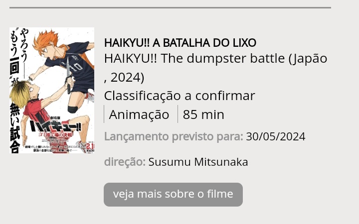 O FILME DE HAIKYUU ENTROU P SITE DO UCI CINEMAS 🔥🔥🔥