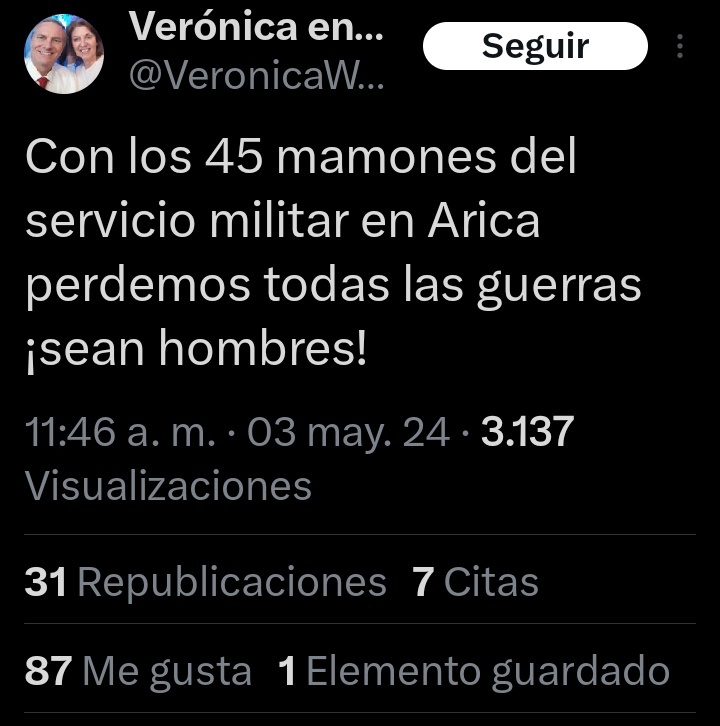 FLANEUR_54's tweet photo. Oye @VeronicaWelkner:  ¿por qué no mandai a un hijo tuyo a hacer el servicio militar a Putre, fea y la conchetumare? #JusticiaParaFranco https://t.co/OKwKkVBUsE