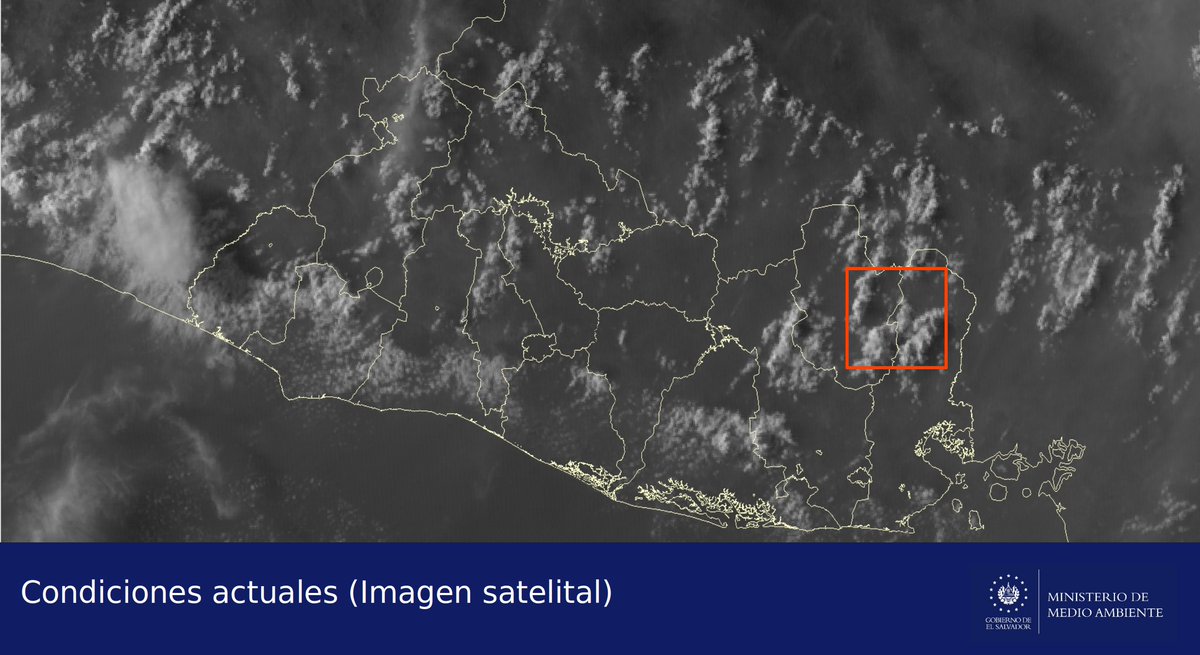 📌#ElObservatorioInforma Se registran lluvias aisladas en sectores de Morazán y norte de La Unión. En el resto del país, el cielo se encuentra poco nublado.