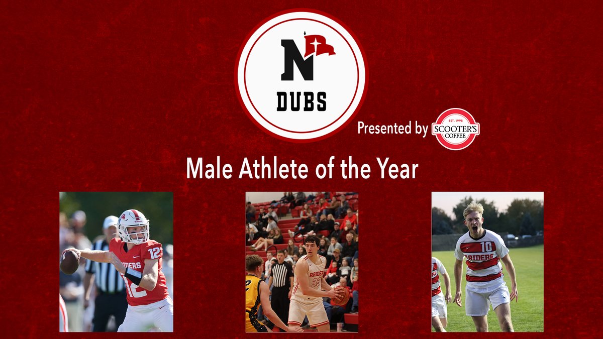 🏆 Our finalists for Male Athlete of the Year! 🏈 Jalyn Gramstad 🏀 Alex Van Kalsbeek ⚽️ Tim Kaltenberger #RaidersStandOut | #NDubs2024