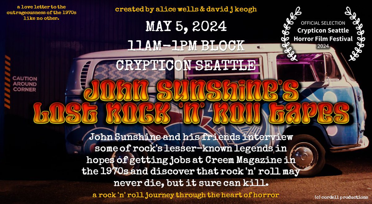 😱😈🤘Our award-winning #horror tv pilot is showing this Sunday 5/5 11am-1pm block at <a href="/crypticon/">Crypticon Seattle 👻🧛🏼‍♂️⚰️</a> #Seattle. 
🎟️Tix for con/festival available at the door for today, Sat, Sunday!
#supportindiefilm <a href="/FirstGlanceFilm/">FirstGlance Film Festivals- Checkmark since 2019</a> <a href="/PromoteHorror/">PromoteHorror 🎃</a> <a href="/Cordell_Prods/">Cordell Productions:Official</a> <a href="/YoloRum/">Yolo Rum</a>
