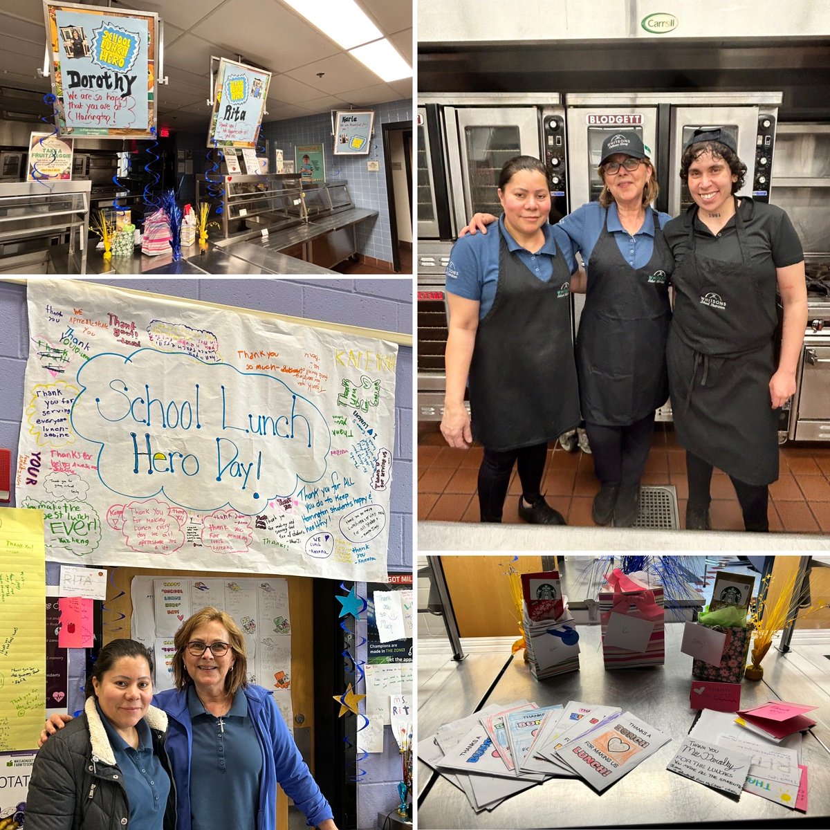 Today at Harrington we celebrated our fantastic cafeteria staff for #SchoolLunchHeroDay. These three amazing staff members provide breakfast and lunch every day with a smile! 🎉⁦⁦<a href="/Whitsons/">Whitsons Culinary Group</a>⁩ ⁦<a href="/lexingtonsuper/">Dr. Julie Hackett</a>⁩ ⁦<a href="/RoryDOConnor/">Dr. Rory O'Connor</a>⁩ 🥗🥙🌯🌮🌭🍔🍡🥪
