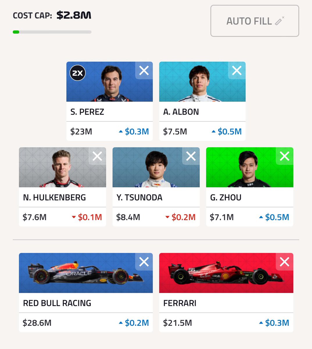 king_conchobar's tweet photo. @potpanmanF1 @YouTube I can’t afford your budget build with Stroll. About $2M off. Who would you recommend to build budget with this roster? https://t.co/K6h6rbyzsj