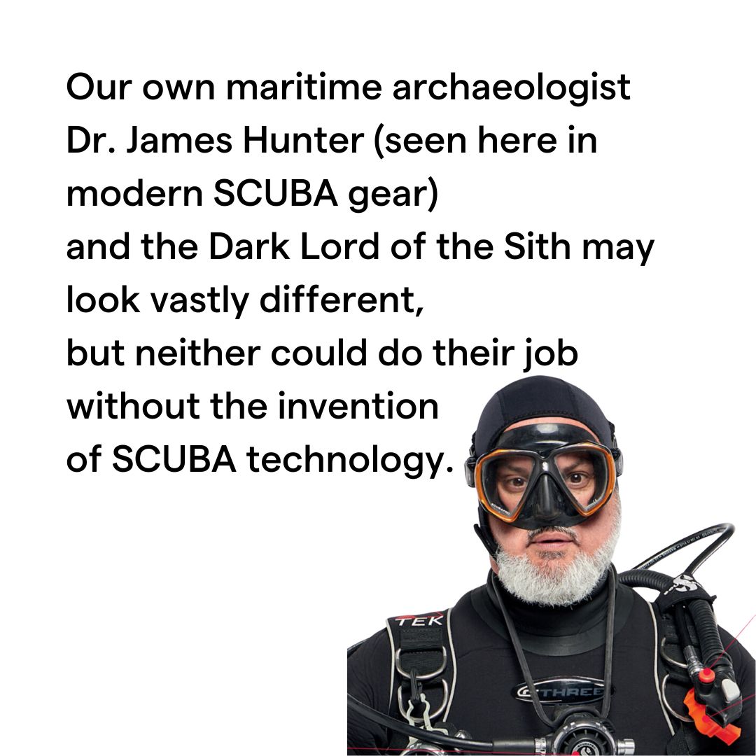 May the Forth be with you! What does Darth Vader have in common with our museum's own maritime archaeologist Dr James Hunter (other than their black attire)? #StarWarsDay #MayTheForth