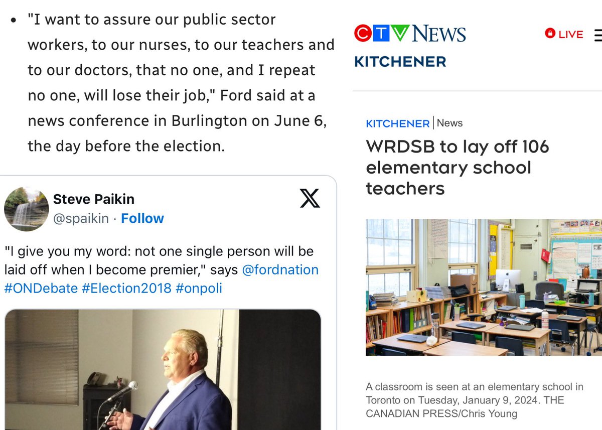 Hey @fordnation… Your funding of school boards does not align with your promises that no public sector workers would lose our jobs. Please explain. #OntEd