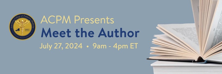 Elevate your brand with ACPM!  We are offering the chance to showcase your company at the upcoming ACPM educational activity, 'Meet the Author,' taking place Saturday, July 27, 2024, from 9am EST - 4pm EST.

Learn more: form.jotform.com/241217265360147

#PodTwitter #Podiatry #FootAndAnkle