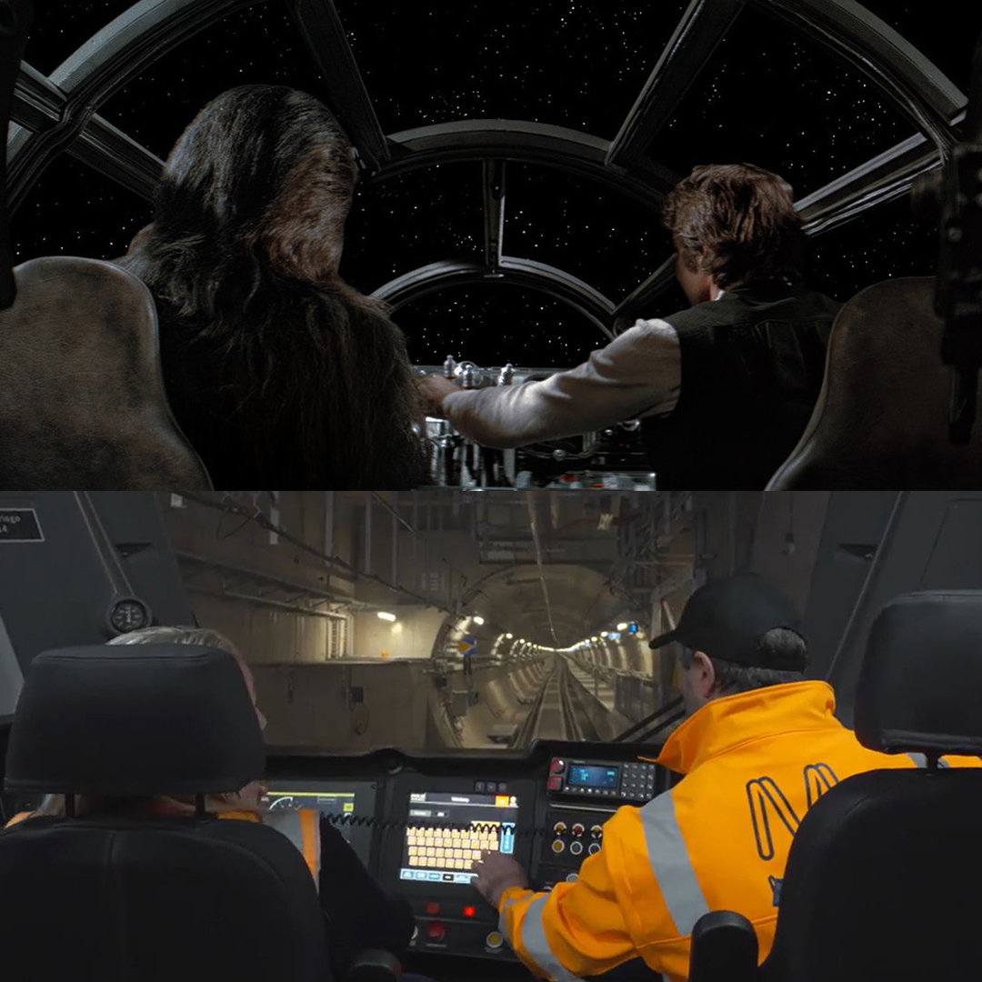 'Punch it, Chewie!'

While Han and Chewie are jumping to lightspeed in their Millennium Falcon, we’re driving test trains underground through the #MetroTunnel at a top line speed of 80km/h. Same same but different, right?

May the 4th be with you 🌌

#StarWars