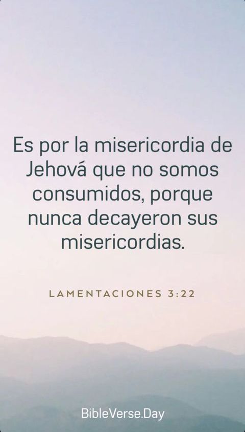 'Por la misericordia de Jehová no hemos sido consumidos, porque nunca decayeron sus misericordias.'
Lamentaciones 3:22.
RVR1960.