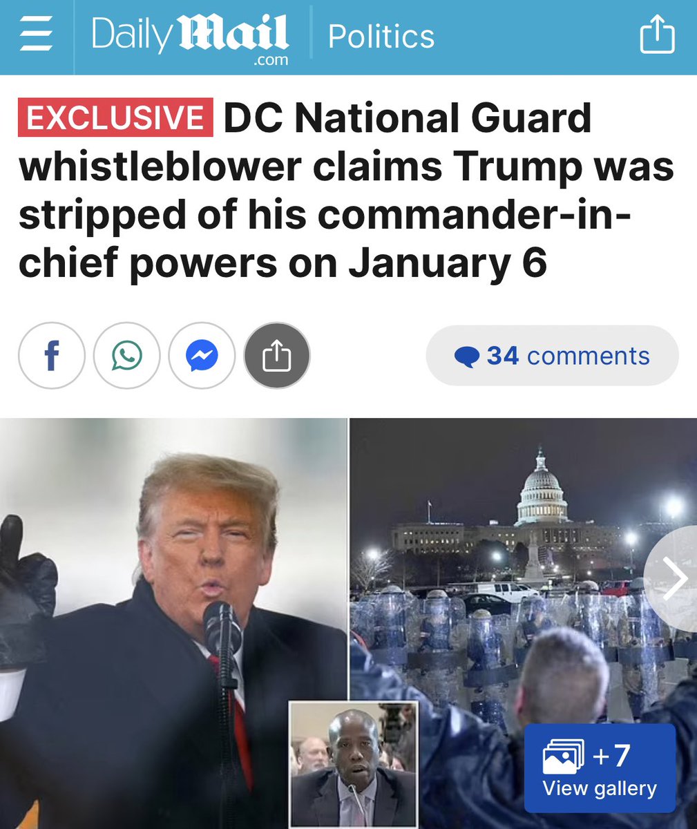 DC National Guard whistleblower claims Trump was stripped of his commander-in-chief powers on January 6 Read: dailymail.co.uk/news/article-1…