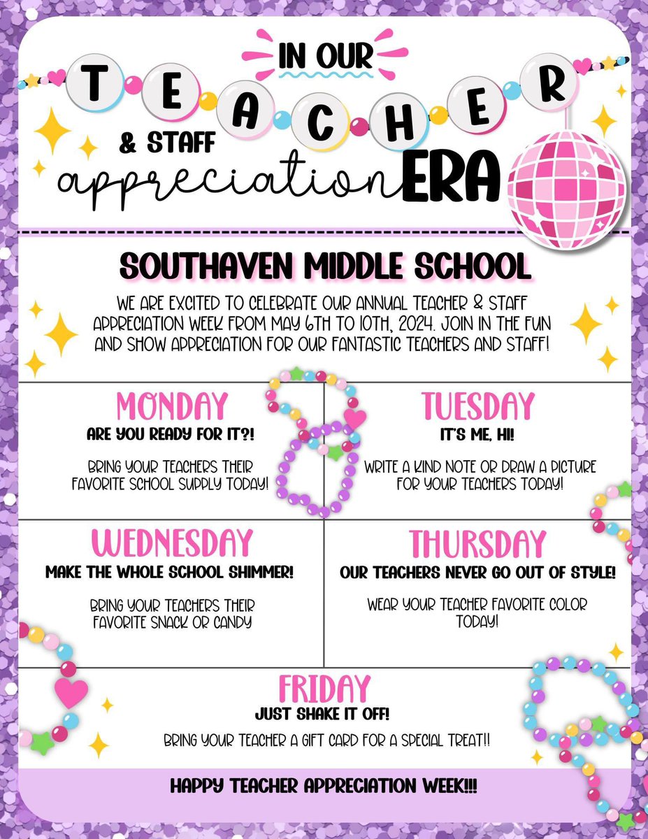 Teacher Appreciation Week is ✨next week✨!!! Help us celebrate our wonderful teachers next week! #TeamDCS #ChargingTowardExcellence