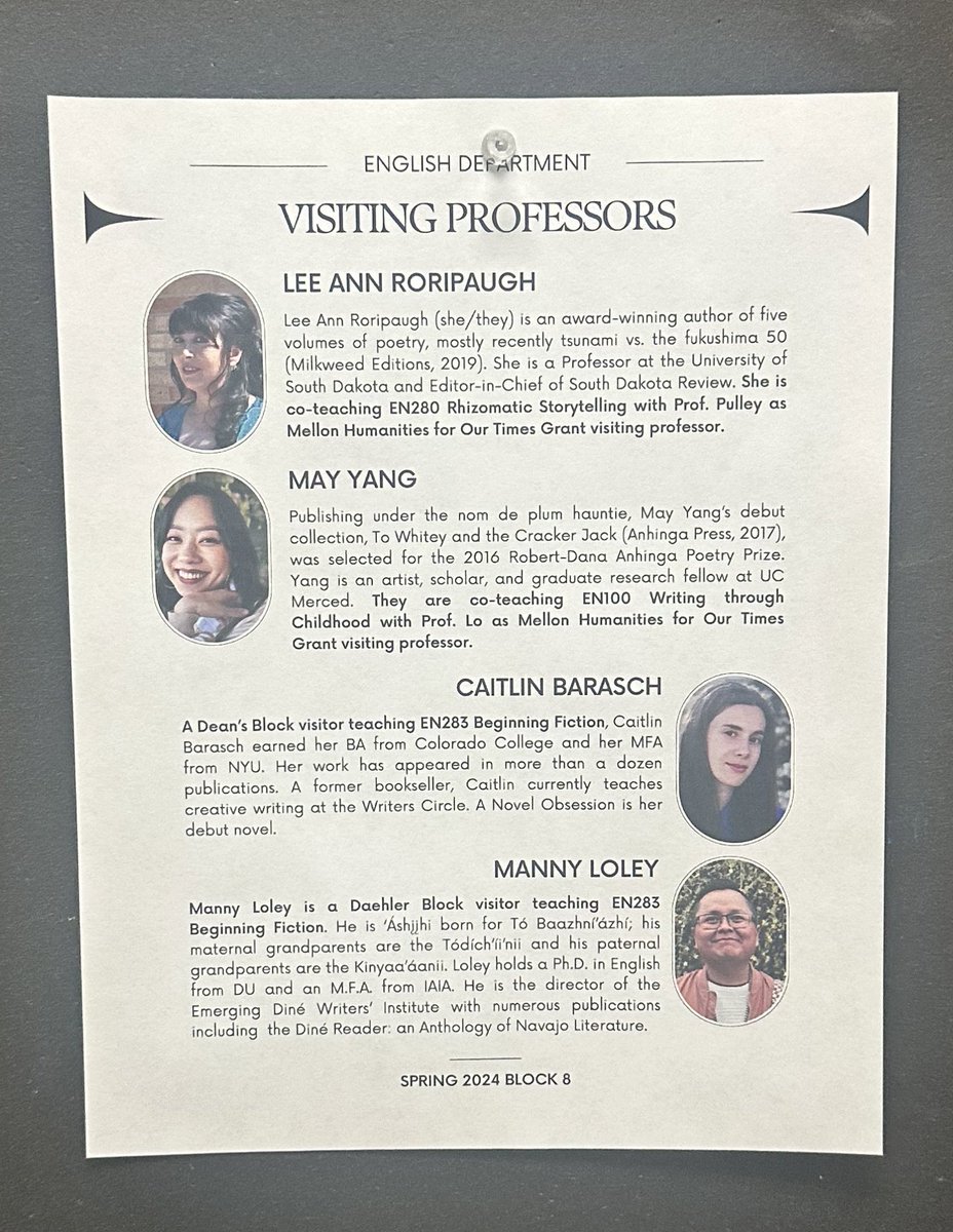 I’m in the best company of visiting faculty here at @ColoradoCollege!!