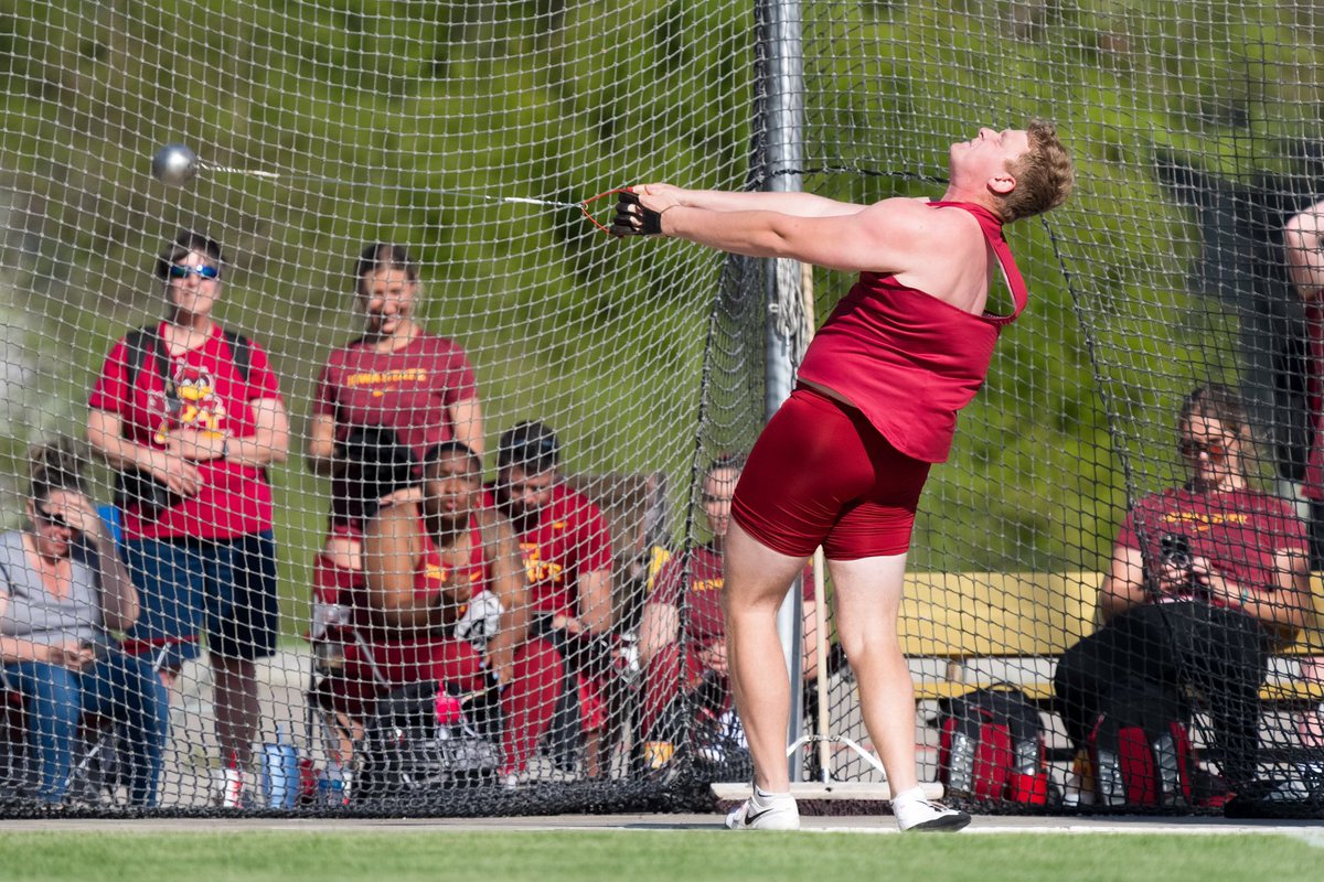 Two top 10 program performances in the hammer ❗️ Zach Verzani jumps up to No. 2 in ISU history with 211-9 (64.55m) and Garret Wagner PRs with 189-1 (57.63m), now the 10th-best ISU performance. #Throw4ISU