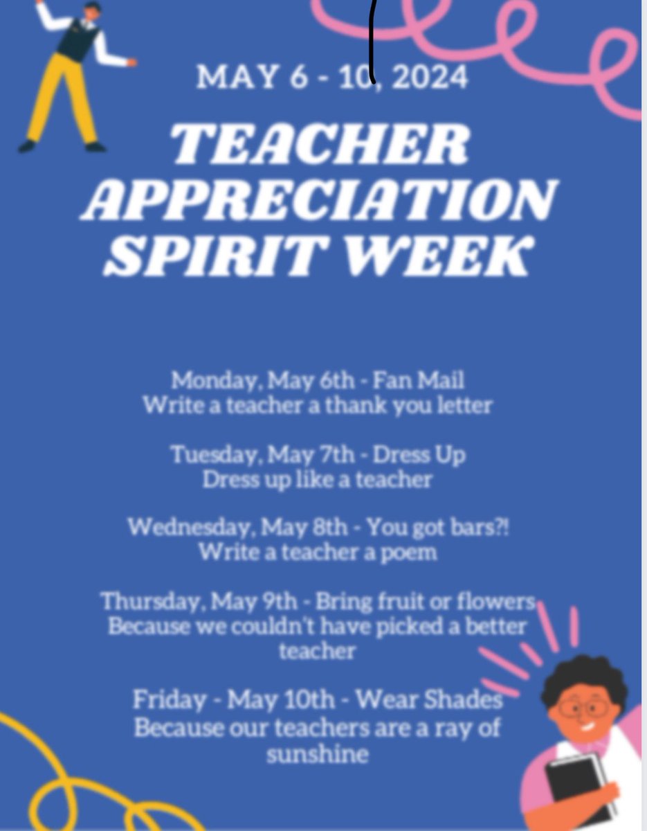 Join us in celebrating our teachers with a Teacher Appreciation Spirit Week! @apsupdate @DTHActivities @THollisEdS @Gxharp15 @NicoleWill1 @ThatsDrOwens