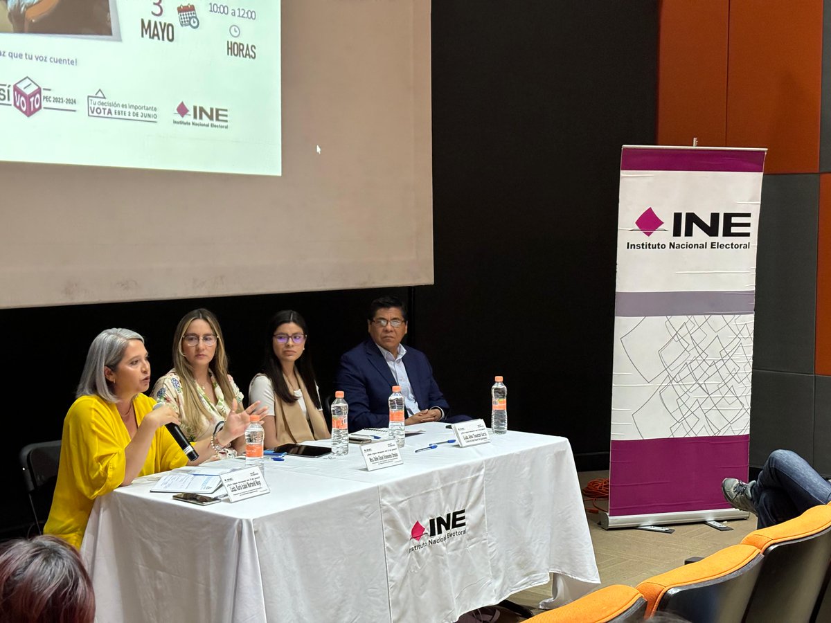 @INE_Ags llevó a cabo el Foro Informativo Estatal: 'Qué sigue después del 2 de junio?, con Karla Martorell, presidenta de la Mesa de Seguridad y Justicia, Dafne Viramontes, presidenta del Colegio de Economistas y Alma García, curadora de Global Shapers. #ParticipaciónCiudadana 🗳