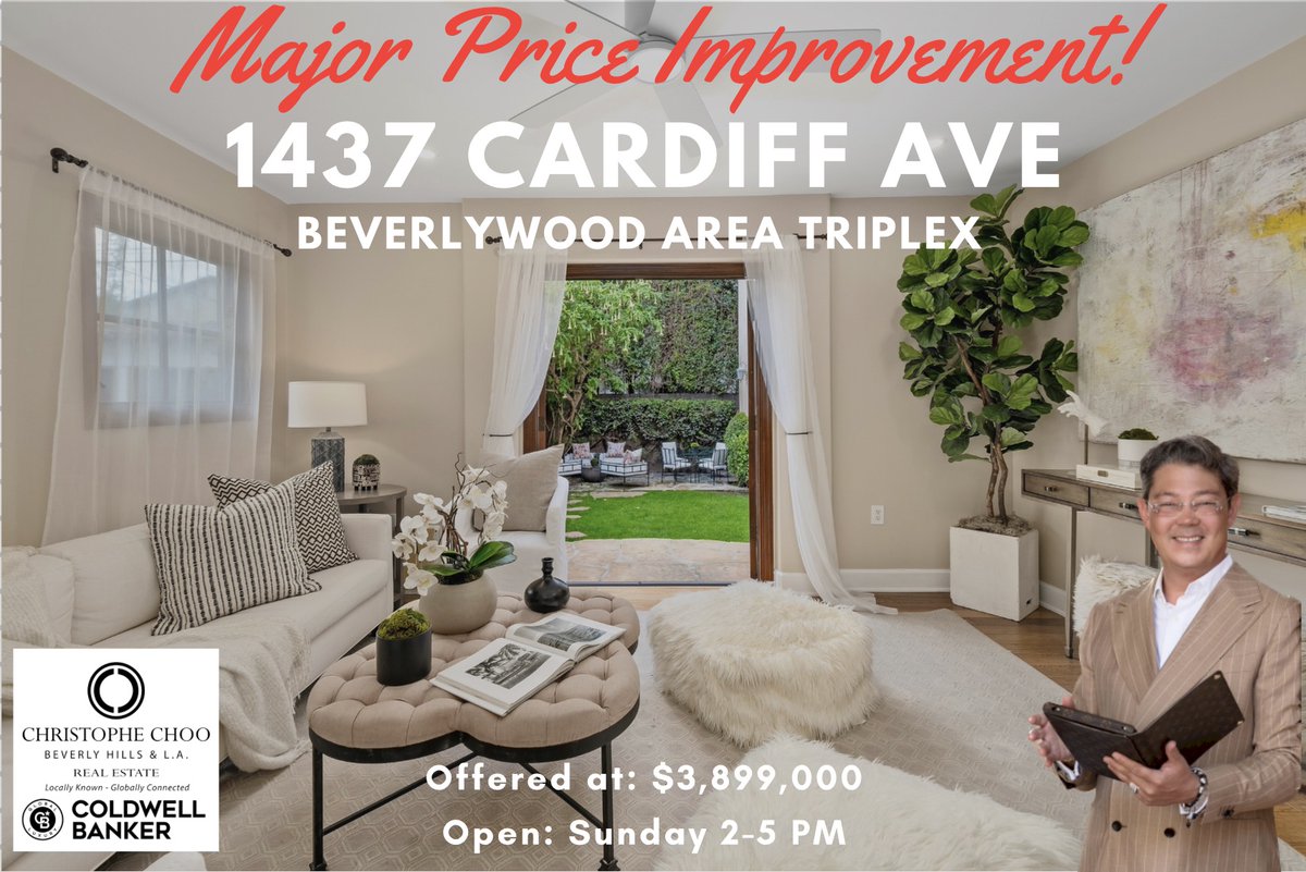 Christophechoo's tweet image. Major price update on our spectacular triplex listing at 1437 Cardiff Ave in Beverlywood! ☀️
Reduced to $3,899,000.
Beverlywood3Plex.com
#OpenHouse #BeverlywoodLiving #LARealEstate #InvestmentOpportunity #MediterraneanStyle #MultiUnit #Triplex