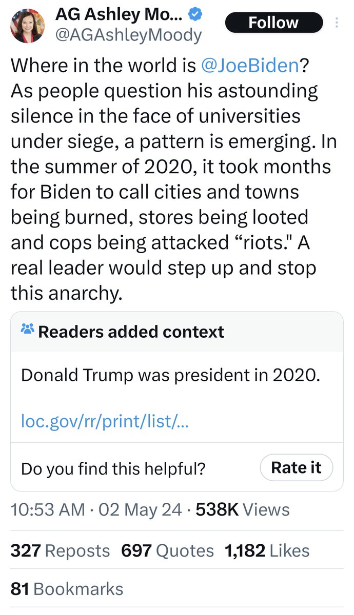 She leaves this up because she knows exactly what she's saying and she knows that people in Florida believe what she says even if she doesn't. They absolutely blame Joe Biden for things that happened when Donald Trump was president.