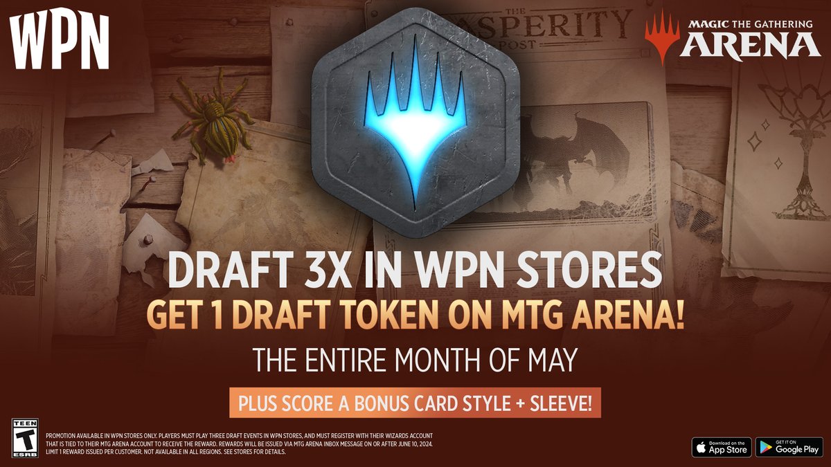 💡 Did you know? 💡 You can get @MTG_Arena rewards for drafting at your LGS during the month of May! 1 Draft event: 1 High Noon card style 2 Draft events: Goblin card sleeves 3 Draft events: 1 Draft token Now get out there and play some #FNM! magic.wizards.com/en/news/announ…