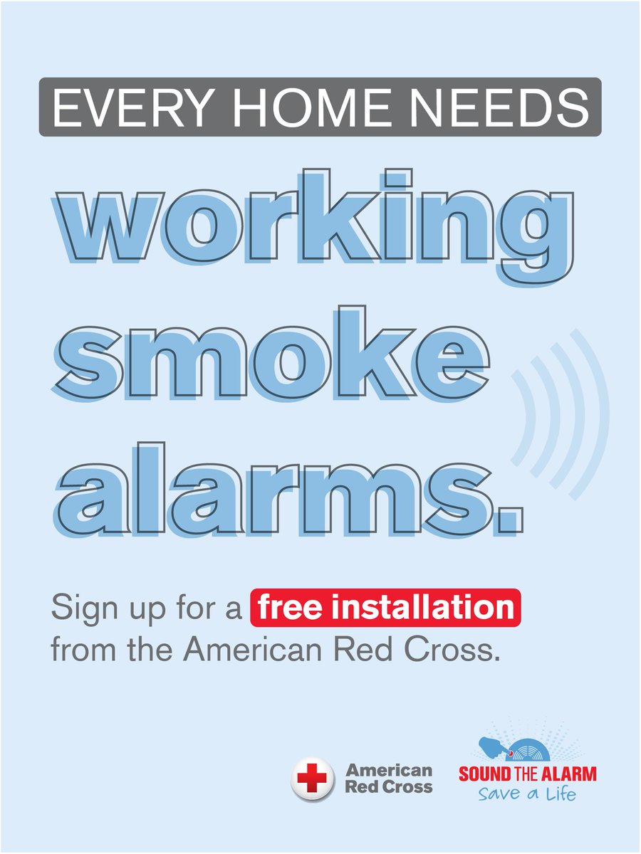 If you need smoke alarms installed in your home, visit SoundTheAlarm.org/CCR to sign up for a free installation from the Red Cross. #EndHomeFires