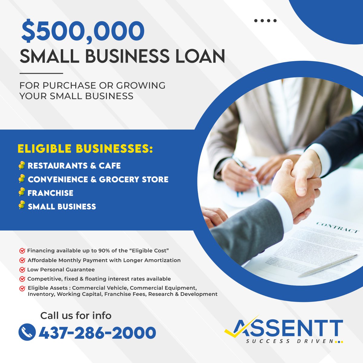 📢 SMALL BUSINESS LOAN AVAILABLE UP TO $500,000 💼 #CPA #BALBIRSINGHSAINI #ASSENTT #5starreview #businessplan #corporationtax #accounting #Personaltax #tax #business #loan #smallbusiness #financialfuture #financing #mortgage #CANADA #support #accounting #Ontario #Mississauga