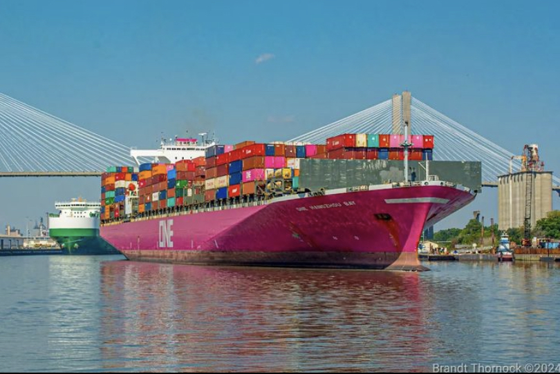 #FoundONE 📸🥇
ONE Hangzhou Bay departing Savannah to Jacksonville captured by @brandtthornock3sp 

#OceanNetworkExpress #ContainerShipping #MagentaNotPink #AsONEWeCan #photography #ShipSpotting #ShipSpotter