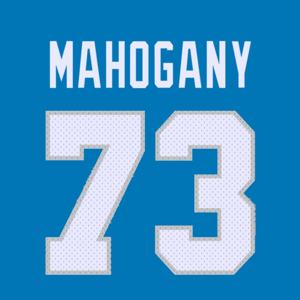 Detroit Lions OL Christian Mahogany is wearing number 73. Last