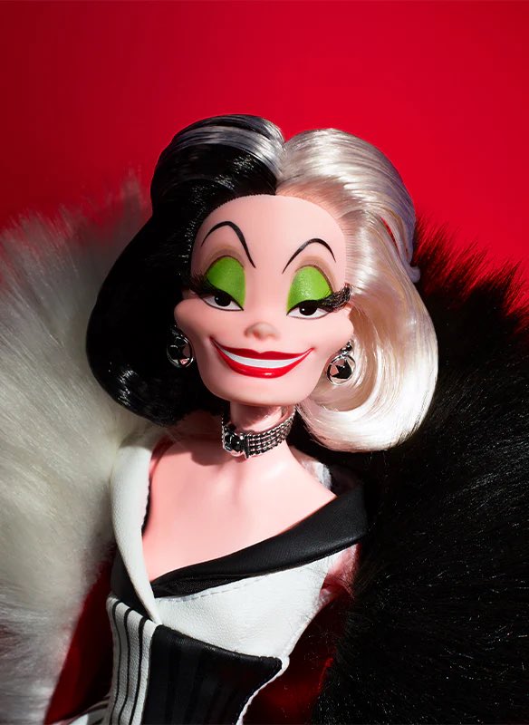 Our Disney Collectors Cruella De Vil Doll is the second in our Darkness Descends series. Get her May 6 at 9am PT at MattelCreations.com. #Disney #Doll #DisneyDoll #DisneyVillains #Villains #DisneyVillanos #VillanosDisney #DisneyVillainsDoll #DisneyCollector #Collector