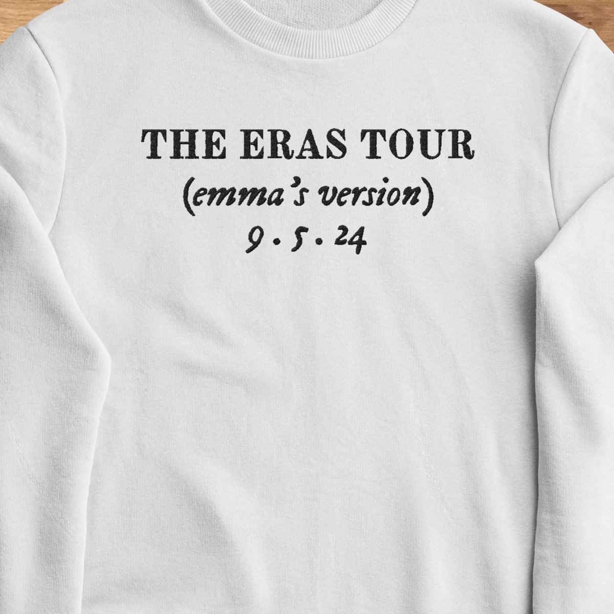 BluesDesigns21's tweet photo. https://t.co/8NkhRYz1ON

!! NEW !! The Eras Tour Personalised Embroidered Sweatshirt!! 

Add your name and show date!! 

Sizes: S-3XL
Colours: White, Sport Grey, and Black.

#TTPD #TSTTPD #TaylorSwift    #TaylorSwiftTheErasTour #TaylorSwiftErasTourParis #Swifties https://t.co/dy2YKk5K4d