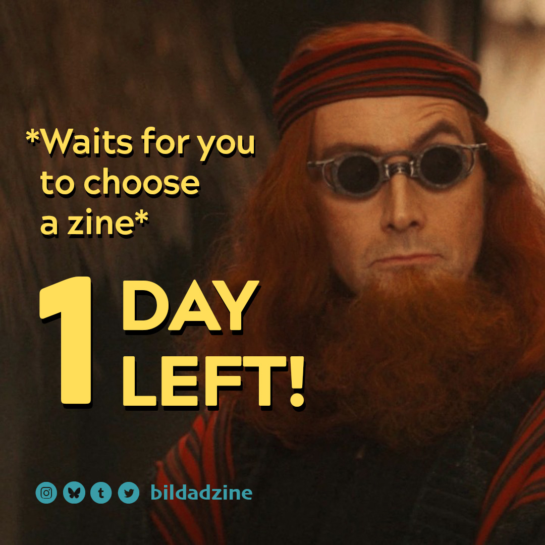 Friends of Bildad, our fundraising period for RAINN and Safeline closes end of day TOMORROW!

We use a "pay what you can" price, so everyone can enjoy ox ribs, goats, geckos, shoemaking, and even obstetrics.

bildadzine.itch.io/twin-passions-…

#GoodOmens