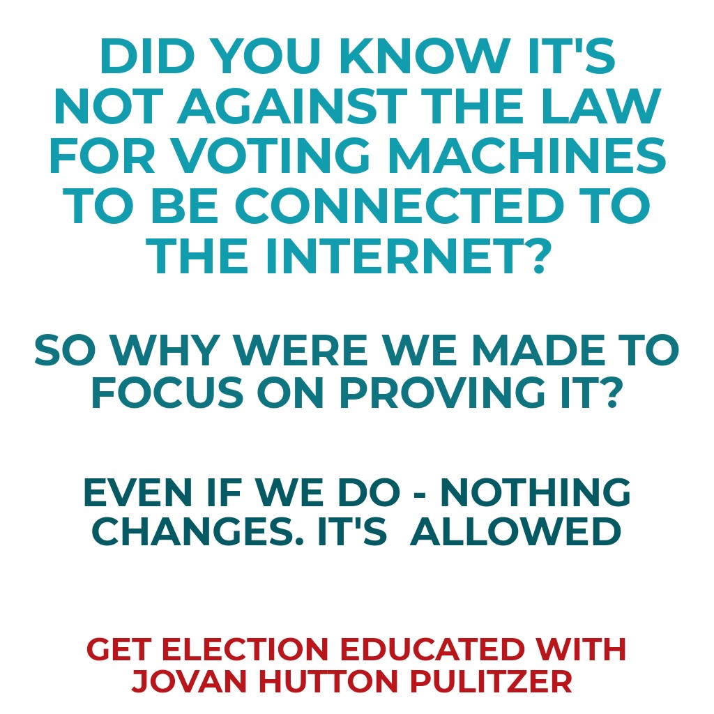 ArtChicken4's tweet photo. Why Were We Made To Focus So Much Time & Money On Proving That #VotingMachines Are Connected To The Internet. We knew They Were & It's Not Against The Law To Be...So What Would It Prove? We Also Used Wrong Words..Who Has A "Modem" Anymore?
#WordsMatter #GetElectionEducated https://t.co/81Kpl81exz