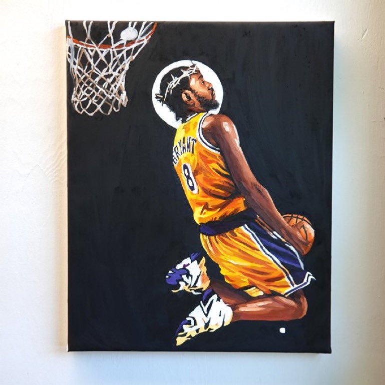 We are giving away this 16” x 20” Kendrick Lamar &amp; Kobe Bryant inspired canvas print (copy of painting by Maha) to one lucky winner!

To enter:
- follow <a href="/raptalksk/">SK⚡️</a> and @maha_sattva
- retweet + like this tweet
- reply when done

Winner will be picked in exactly 1 week, Good luck!