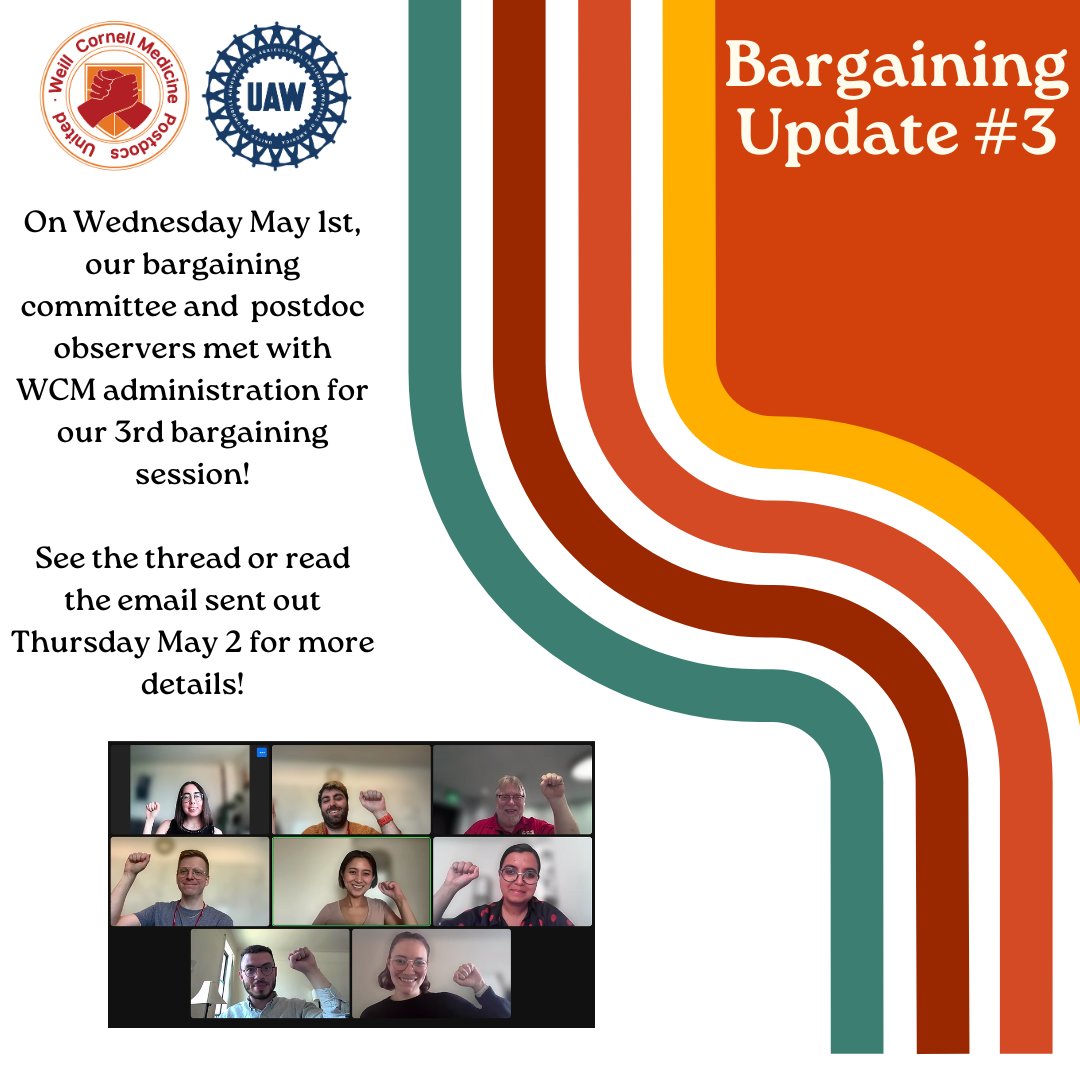 WCMPostdocUnion's tweet photo. Another bargaining update🧵: https://t.co/v5fhazhZjx