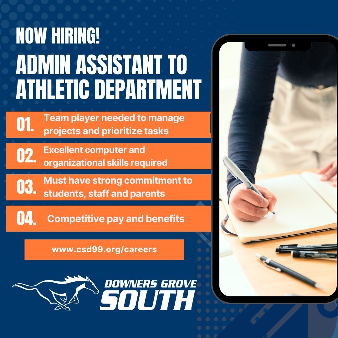 Come work for District 99 and be part of the DGS Athletic Department! #99learns #DGSPride