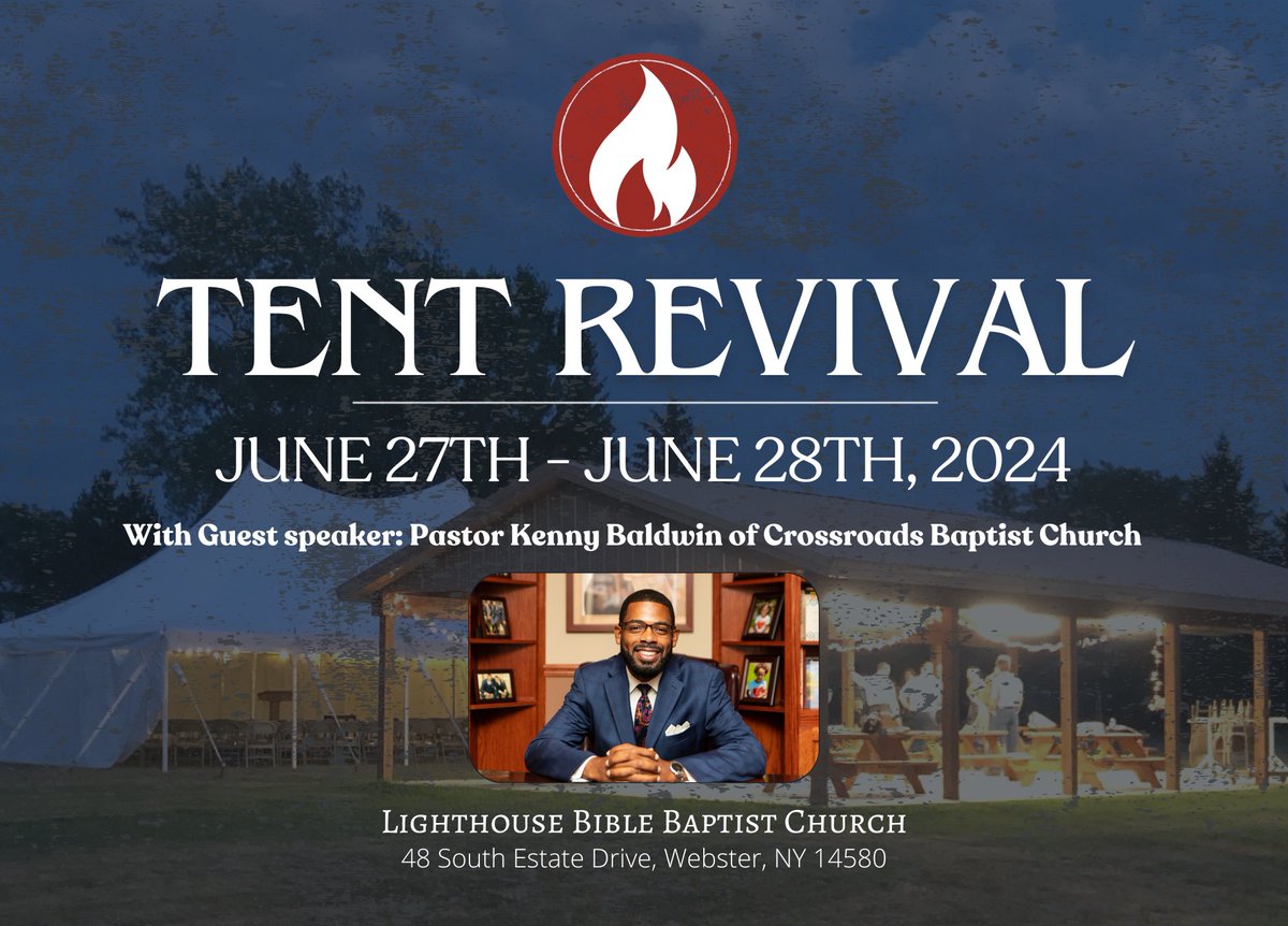 lbbc_webster's tweet photo. We are excited to invite you to our Tent Revival this June 27-28th, 2024! Weeknight services will begin Thursday and Friday at 7pm. We anticipate great music and preaching! Hope to see you there! https://t.co/w5v68N7Q5T