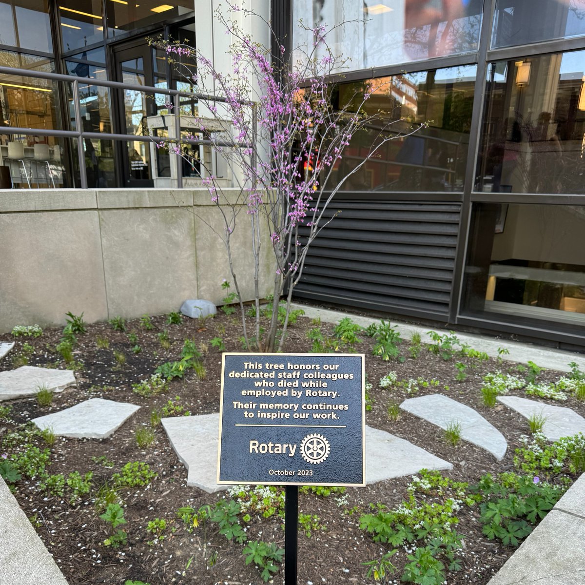 A very moving ceremony this week to dedicate a tree and memorial to @Rotary employees who passed away while working for our organization. Their passion and support for our mission and the impacts they had on the lives of so many will never be forgotten. May they rest in peace 💛
