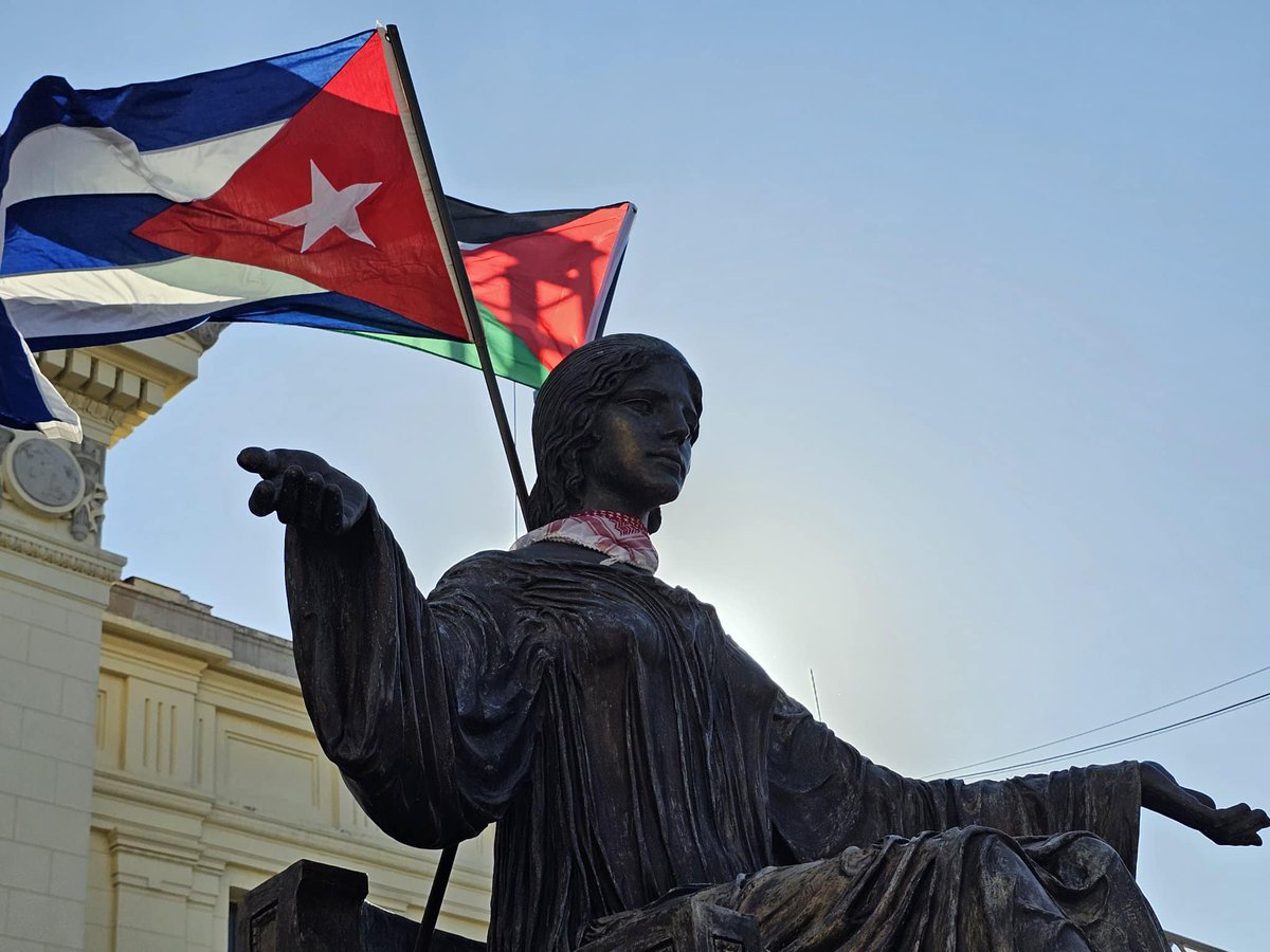 Esta tarde la Escalinata se llena de abrazos por #Palestina. Hoy nos unimos a la causa de un pueblo que sufre...!!!! Un pueblo que no está solo...!!!! Desde #Cuba, la solidaridad de sus estudiantes universitarios con #Palestina. #FreePalestine #PalestinaResiste #Palestina