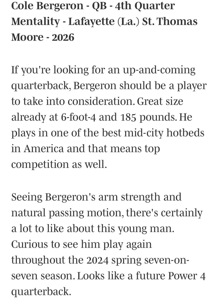 FormuLA_Scout's tweet image. 2026 STM QB @ColeJBergeron1 ❌ @fbscout_florida 
🔥🔥🔥🔥
#NoAthleteLeftBehind
#TheFormuLA 🧪🏈