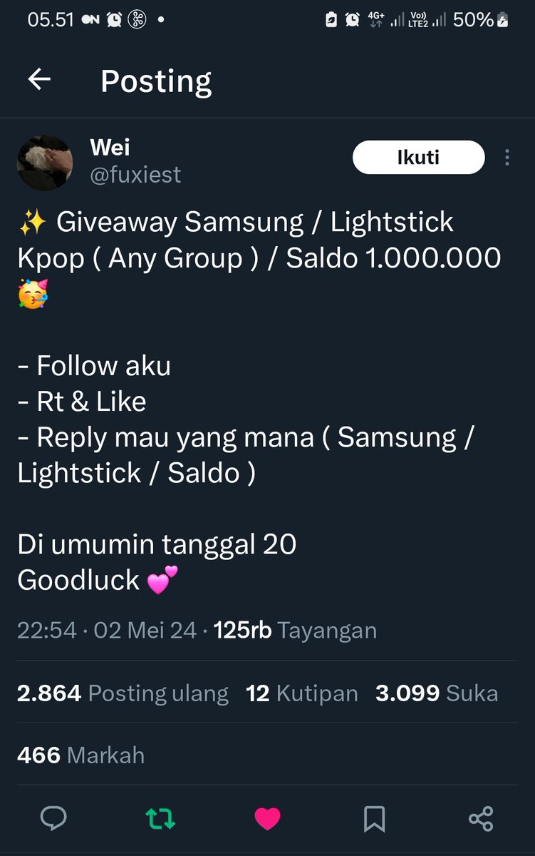 peachisky_'s tweet photo. @fuxiest Done all rules ka🙌
Bismillah mau saldo aja ka🤲✨️
Semoga rejeki kk nya lancar terus, aamiin ya rabbal alamin.. https://t.co/RiFokSoFFz